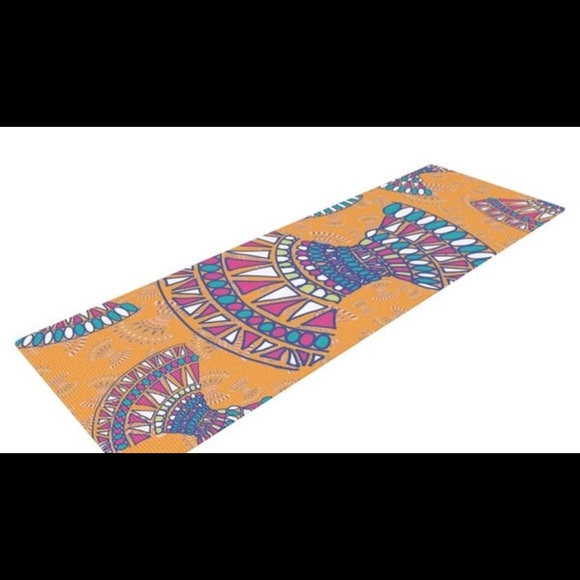 KESS inHouse Yoga Mat abstract tangerine 72”x24” - Picture 3 of 6